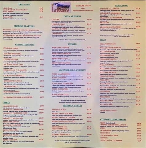 la passione cirencester menu